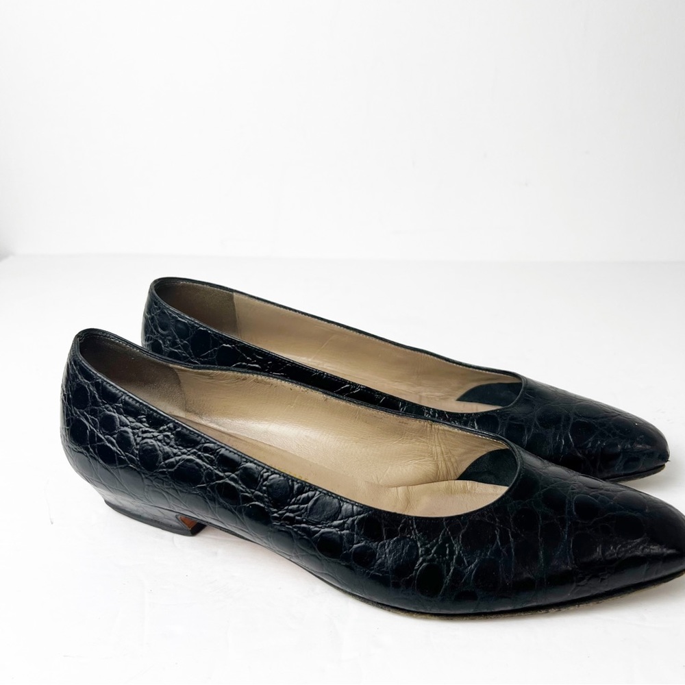 SZ 9.5 AA Salvatore Ferragamo Vintage Black Pumps - Picture 1 of 7